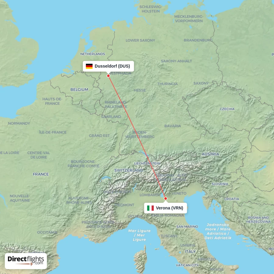 VRN - DUS route map