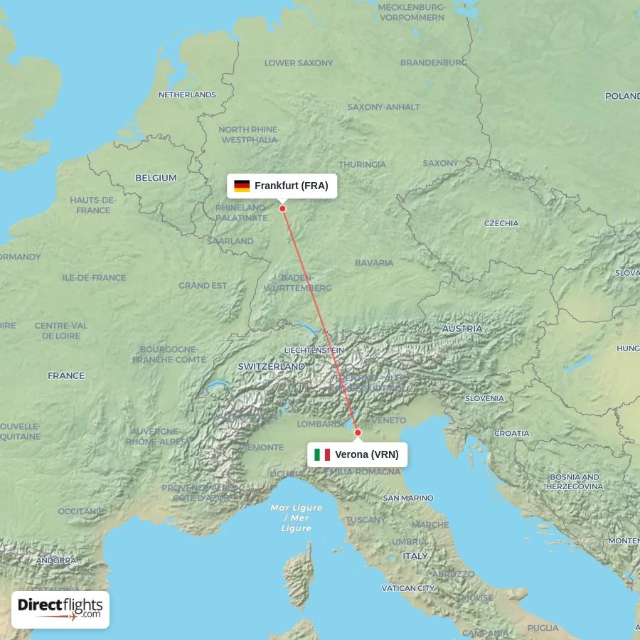 VRN - FRA route map