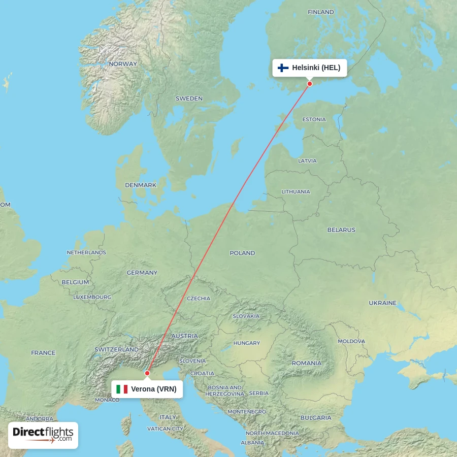 VRN - HEL route map