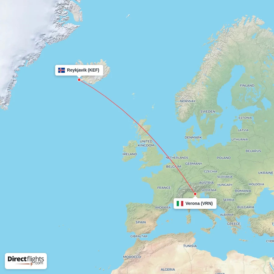 VRN - KEF route map