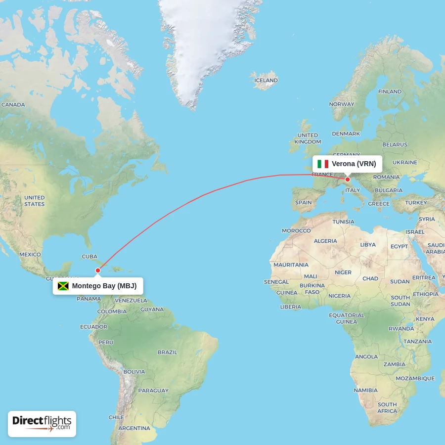 VRN - MBJ route map