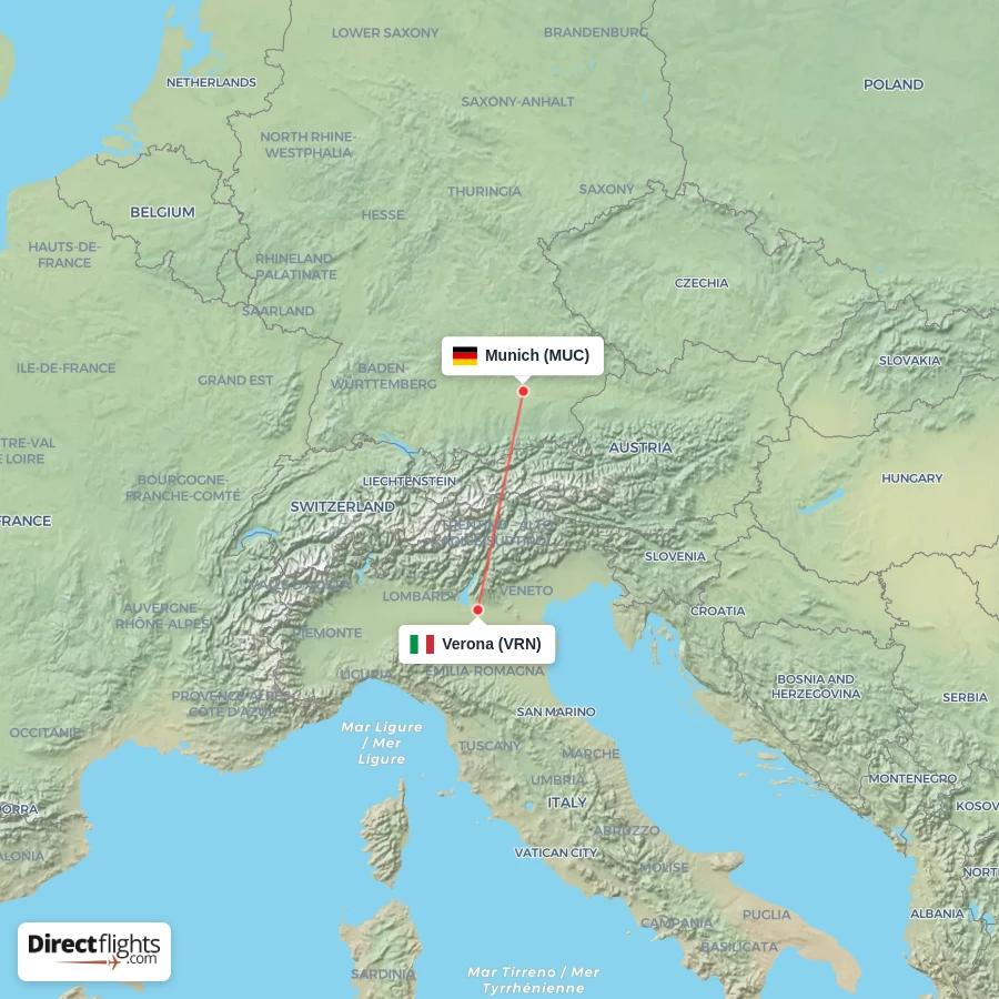 VRN - MUC route map