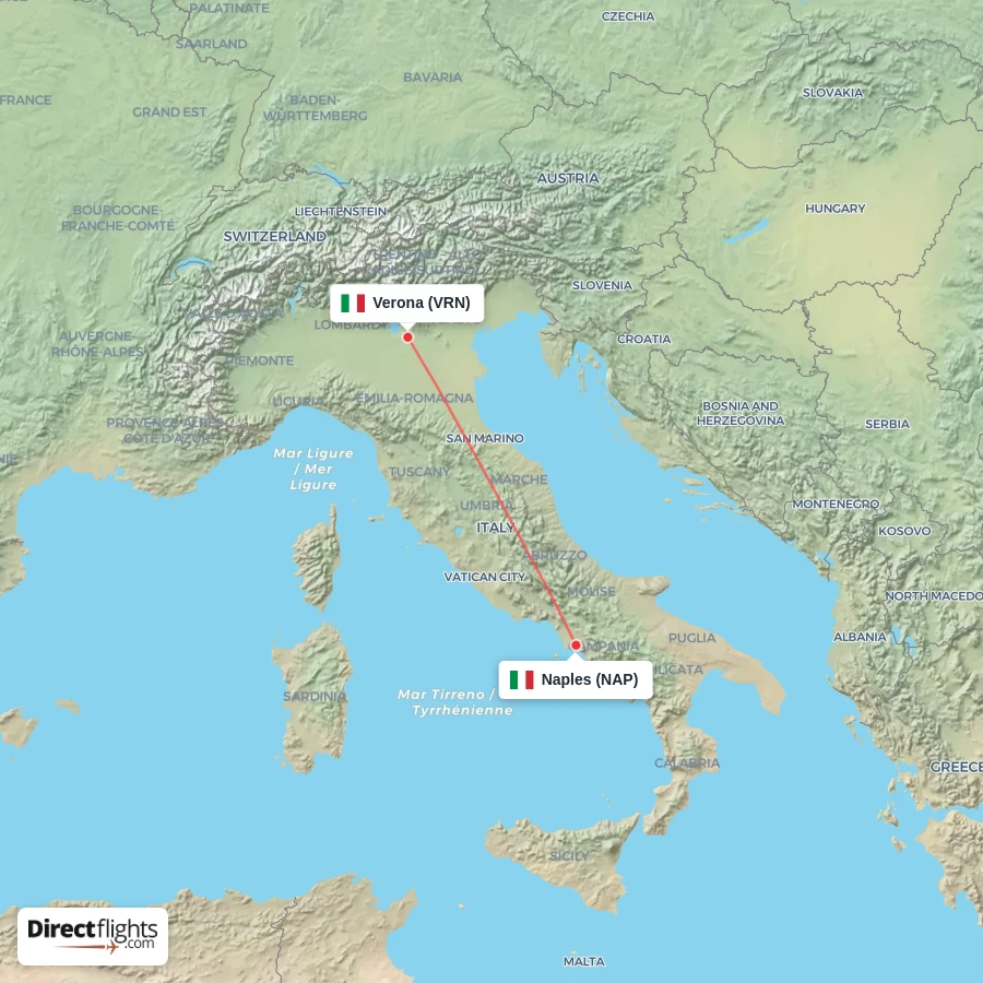 VRN - NAP route map