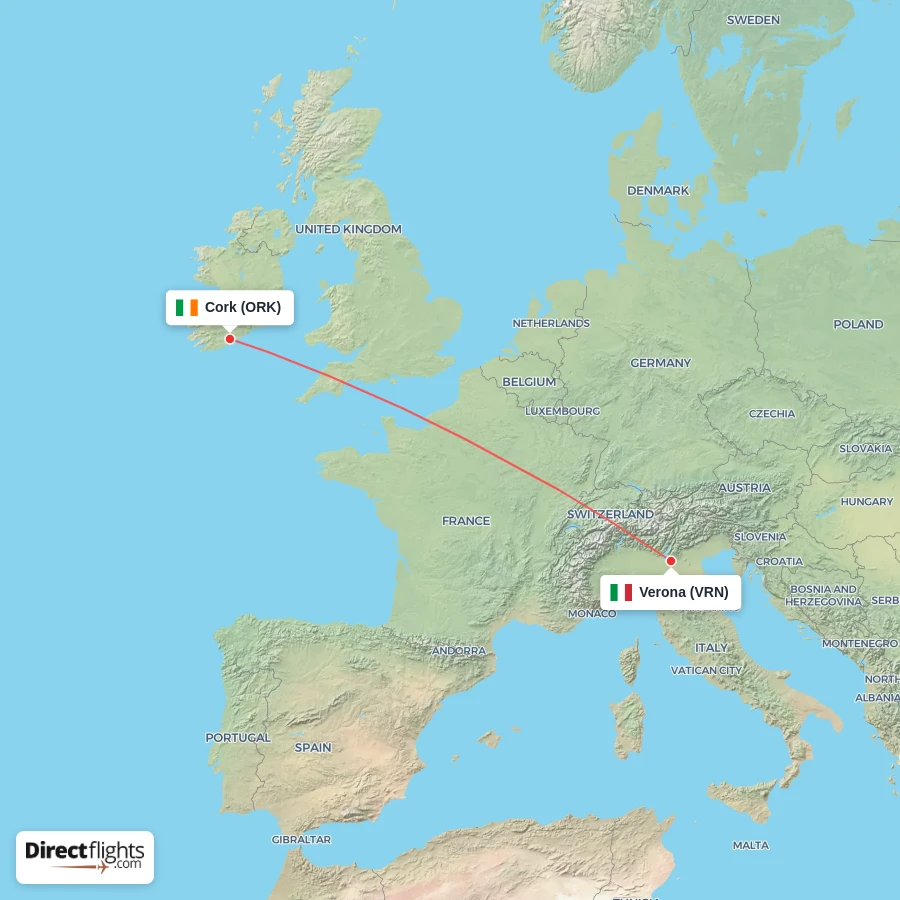 VRN - ORK route map