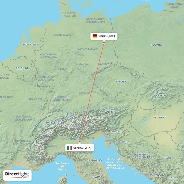 Verona - Berlin direct flight map
