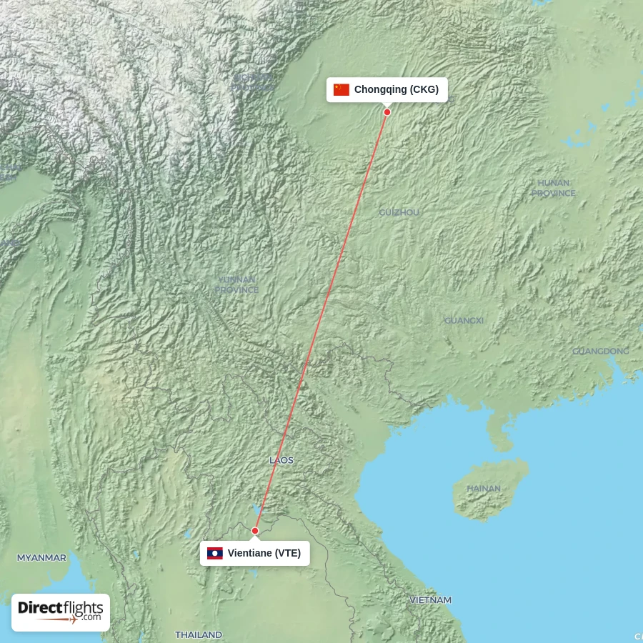 VTE - CKG route map
