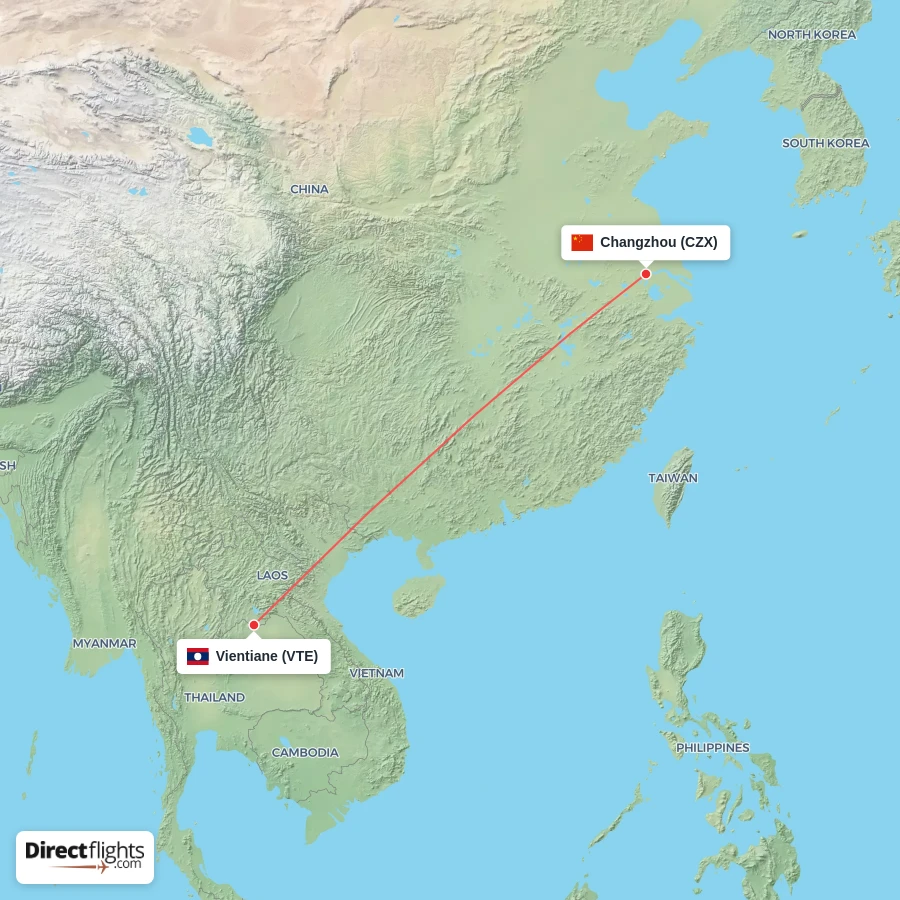 VTE - CZX route map