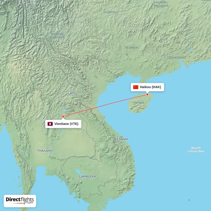 VTE - HAK route map