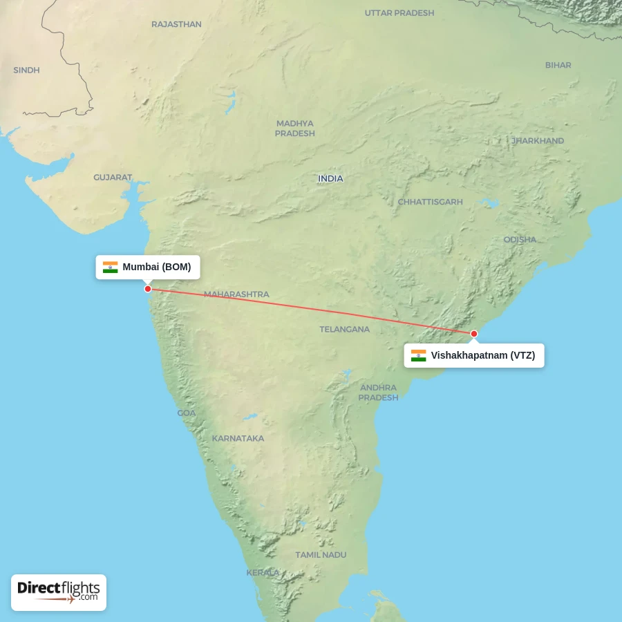 VTZ - BOM route map