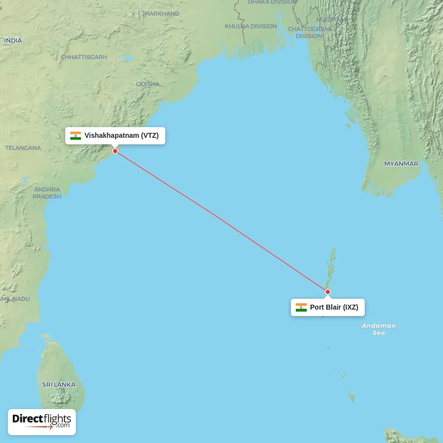 VTZ - IXZ route map