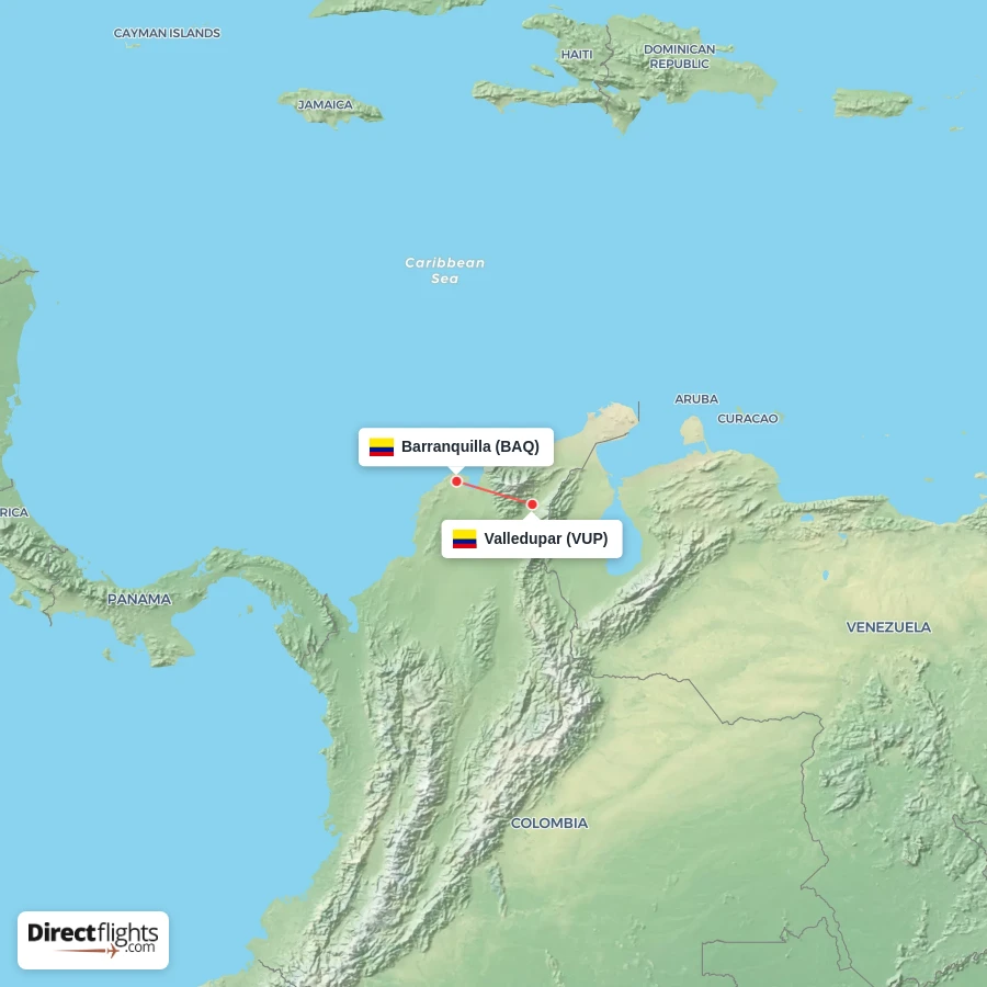 VUP - BAQ route map