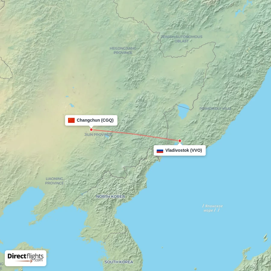 VVO - CGQ route map