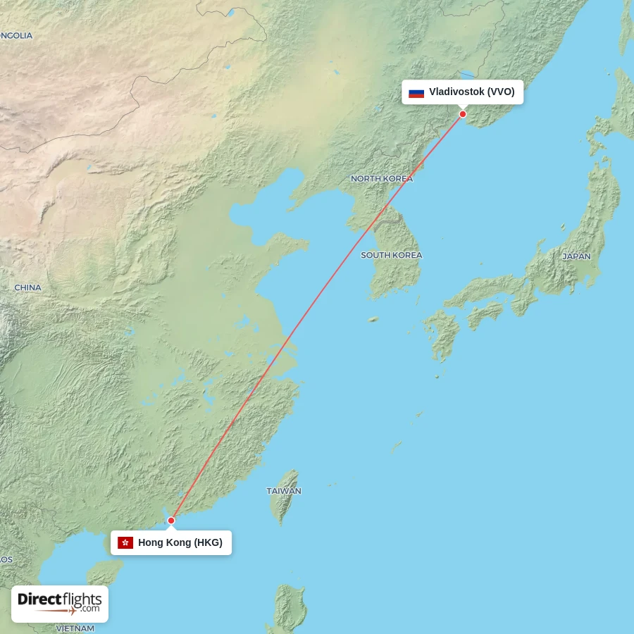 VVO - HKG route map