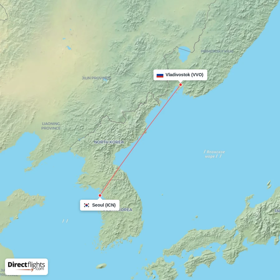 VVO - ICN route map