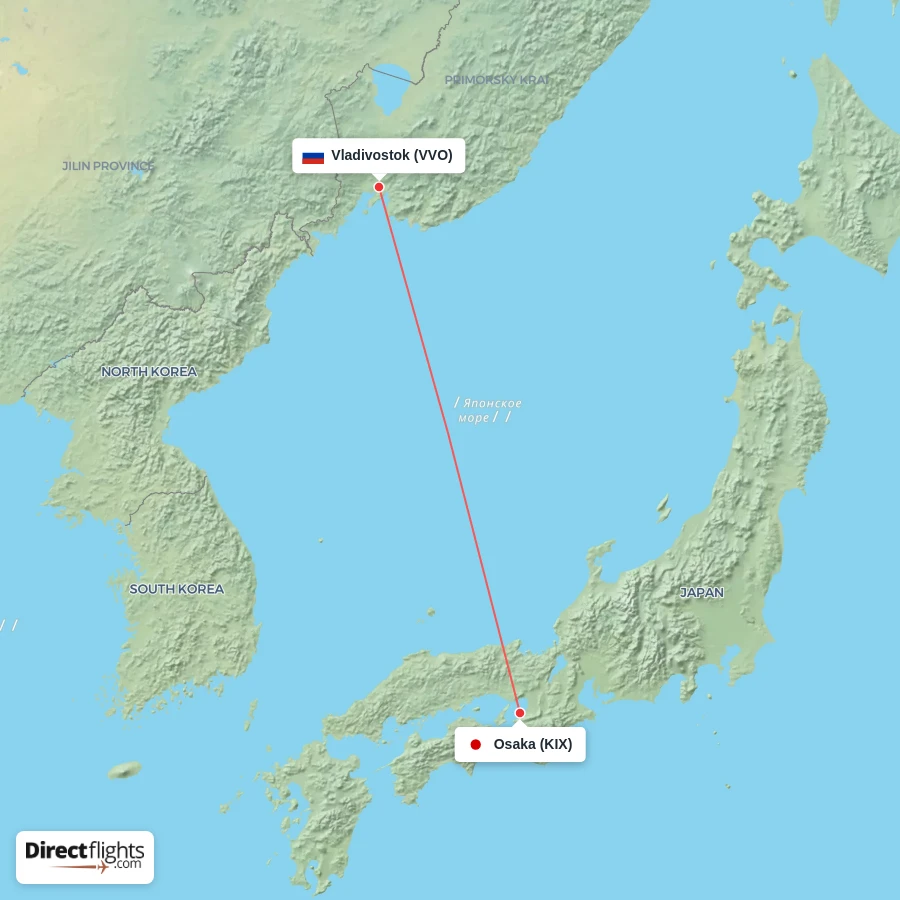 VVO - KIX route map