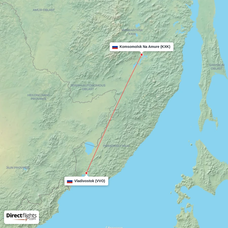 VVO - KXK route map