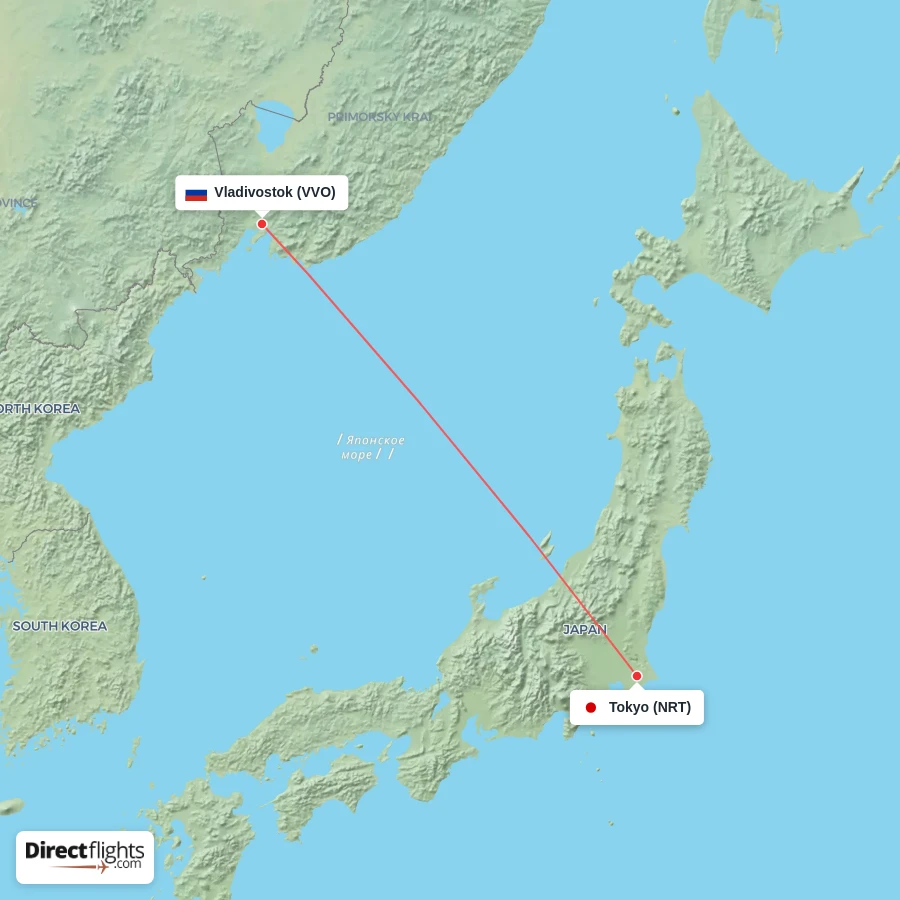 VVO - NRT route map