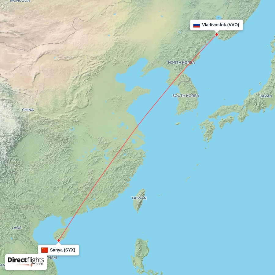 VVO - SYX route map