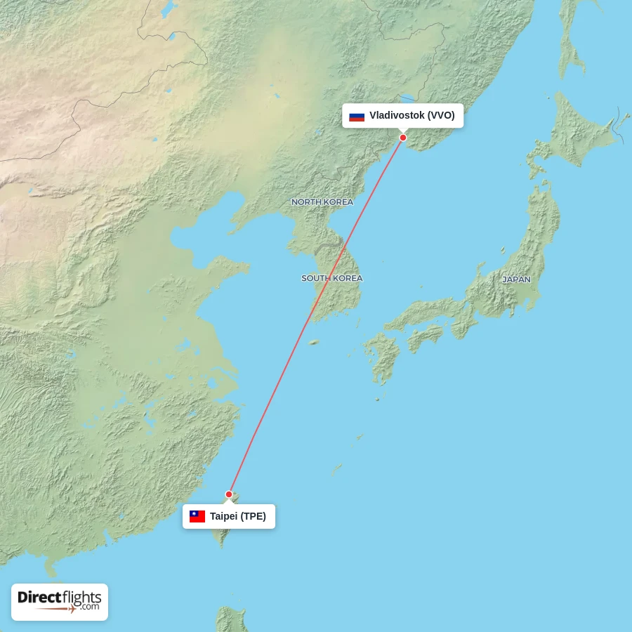 VVO - TPE route map