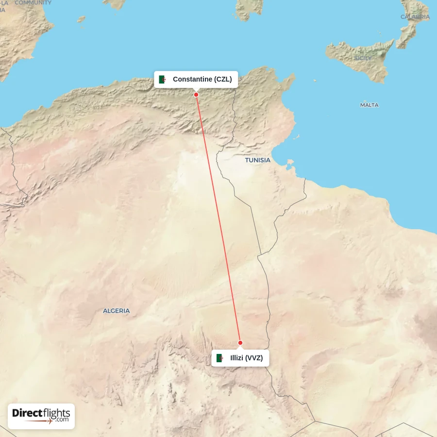 VVZ - CZL route map