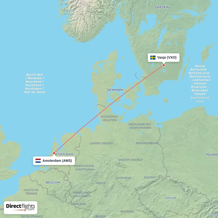 VXO - AMS route map