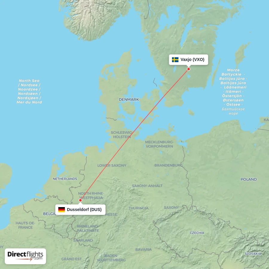 VXO - DUS route map