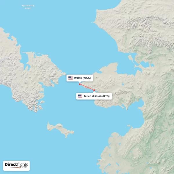 Wales - Teller Mission direct flight map