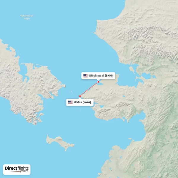 Wales - Shishmaref direct flight map