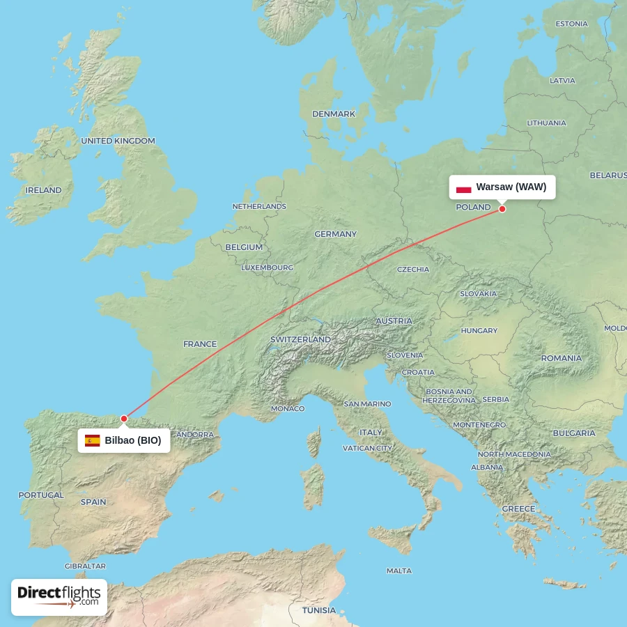 WAW - BIO route map