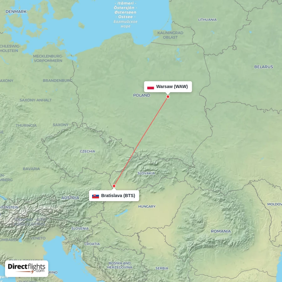 WAW - BTS route map