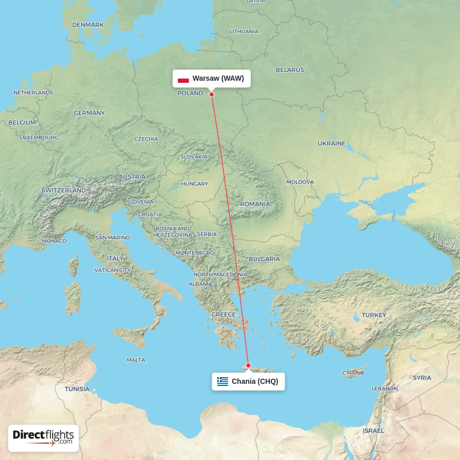WAW - CHQ route map