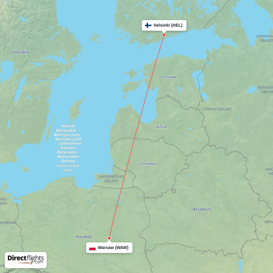 WAW - HEL route map