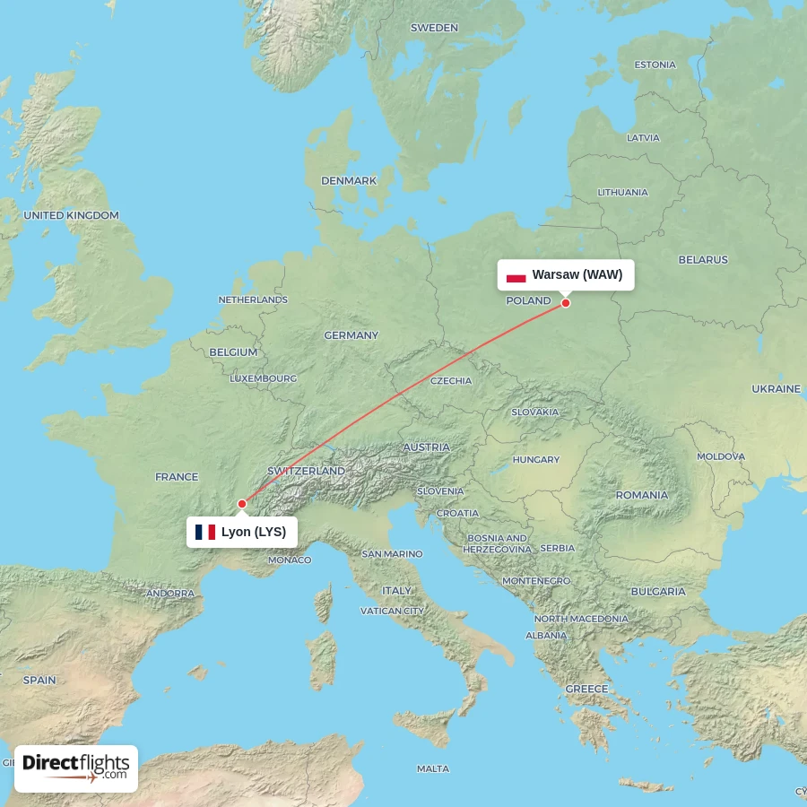 WAW - LYS route map