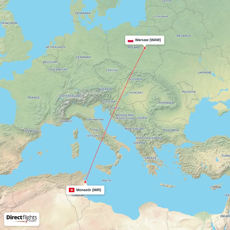 WAW - MIR route map