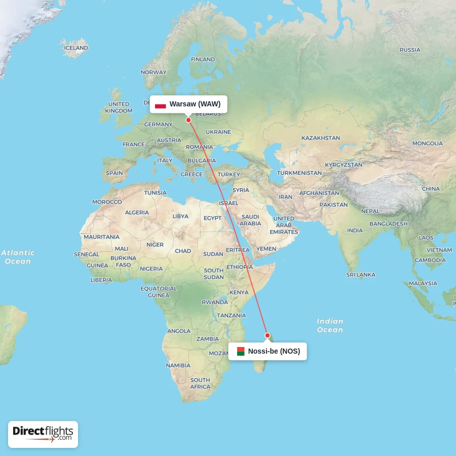 WAW - NOS route map