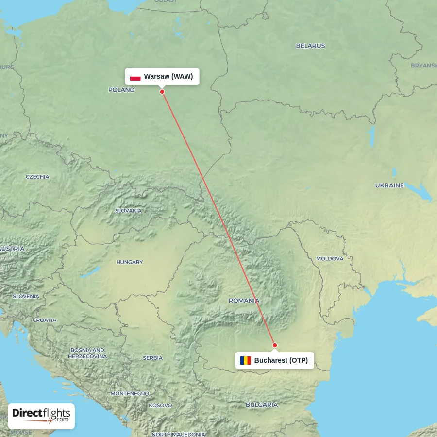 WAW - OTP route map