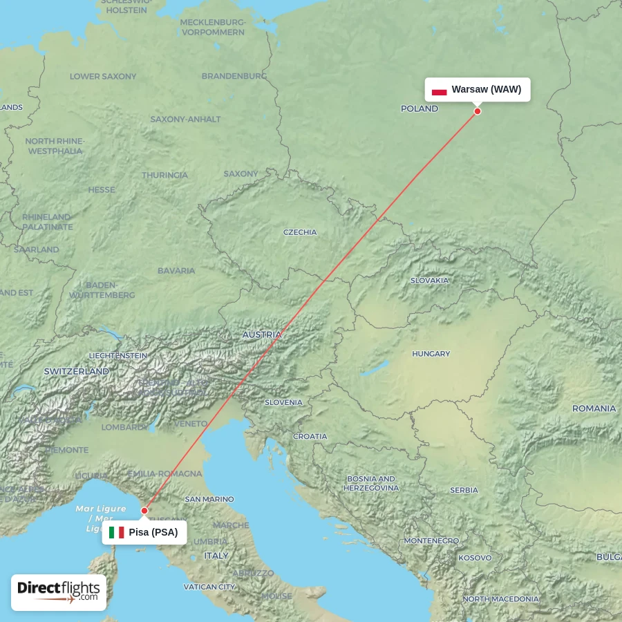 WAW - PSA route map