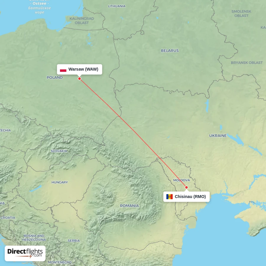 WAW - RMO route map