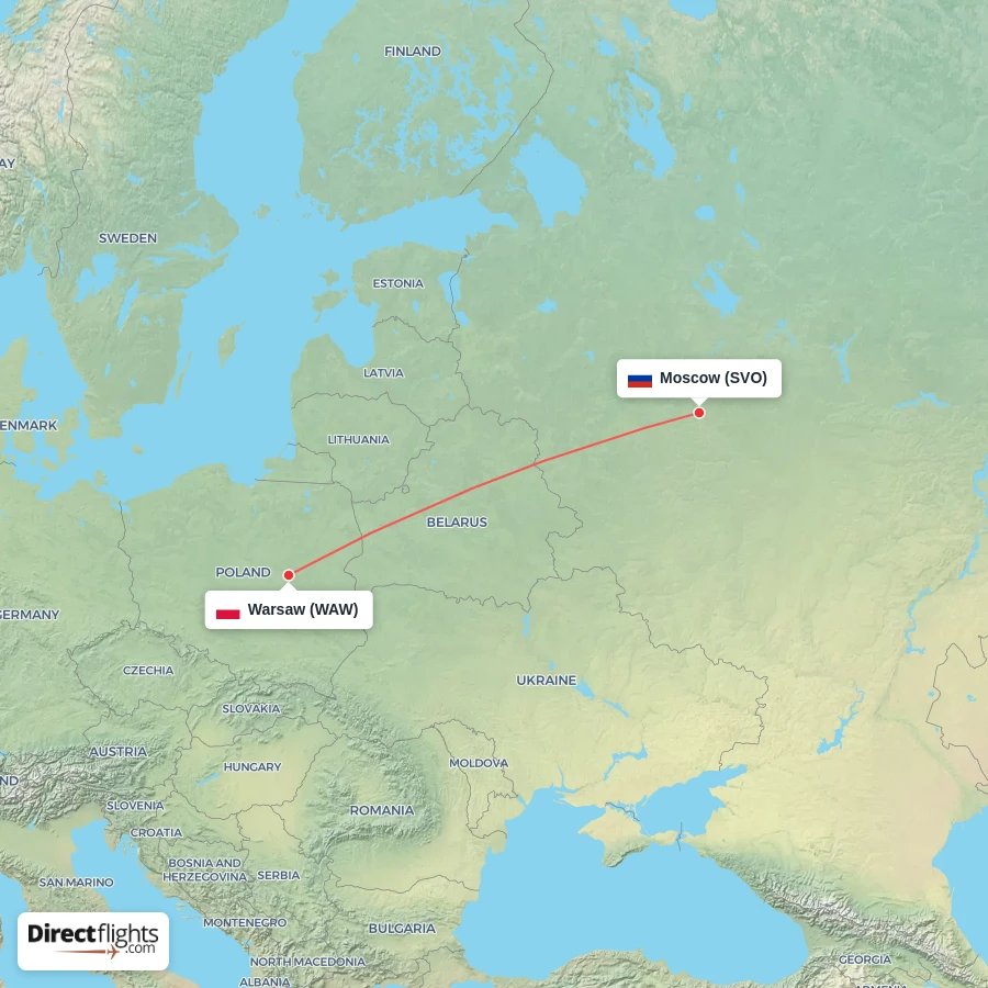 WAW - SVO route map