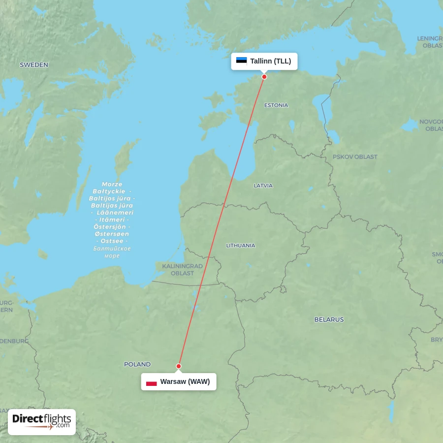 WAW - TLL route map