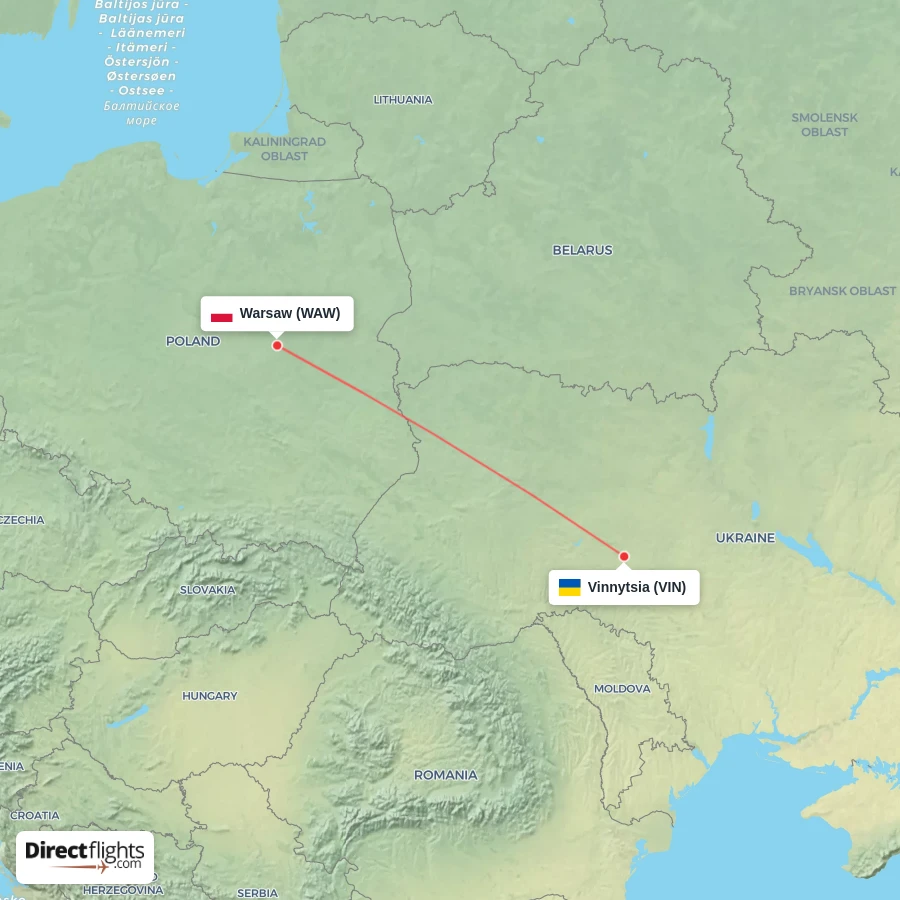 WAW - VIN route map