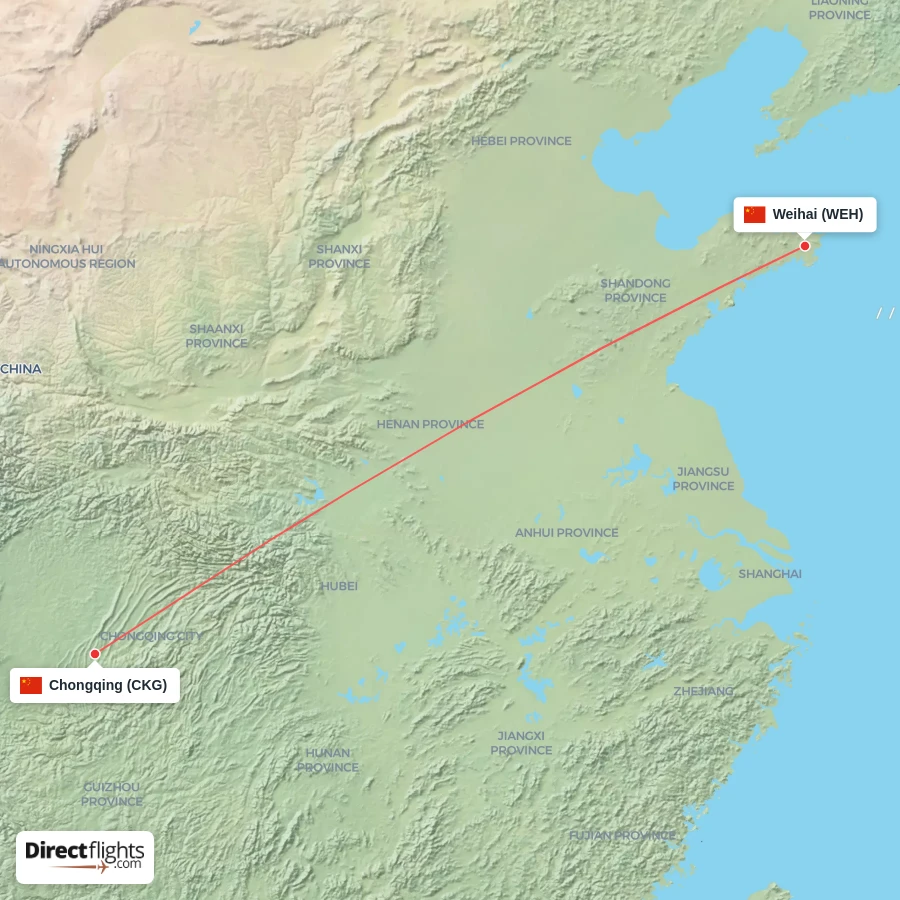WEH - CKG route map