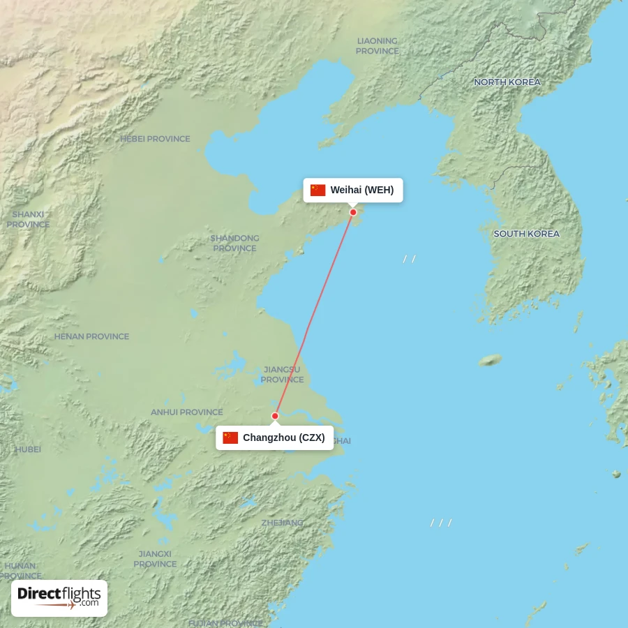 WEH - CZX route map