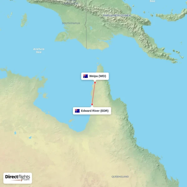 Weipa - Edward River direct flight map