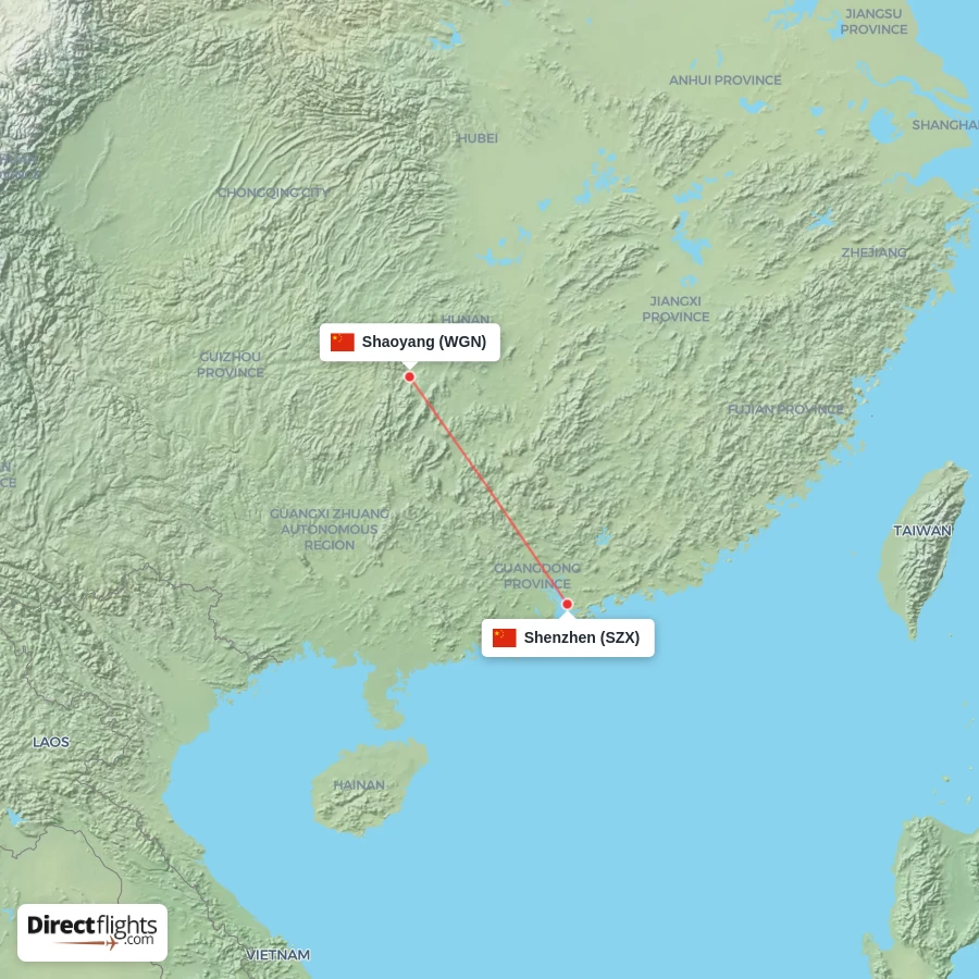 WGN - SZX route map