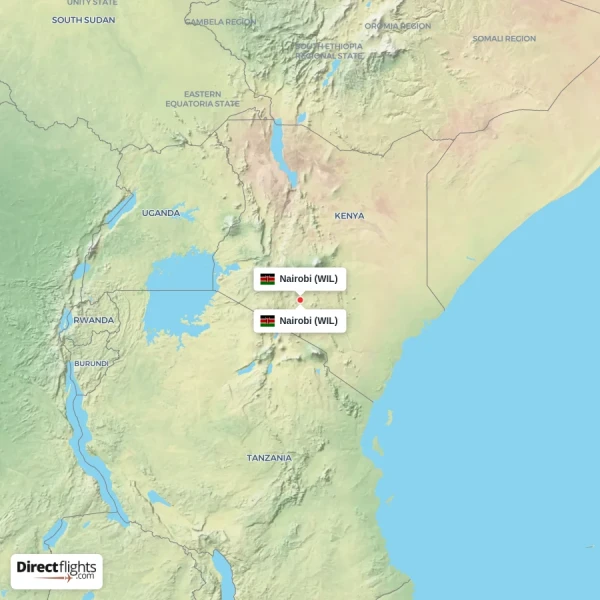 Nairobi - Nairobi direct flight map