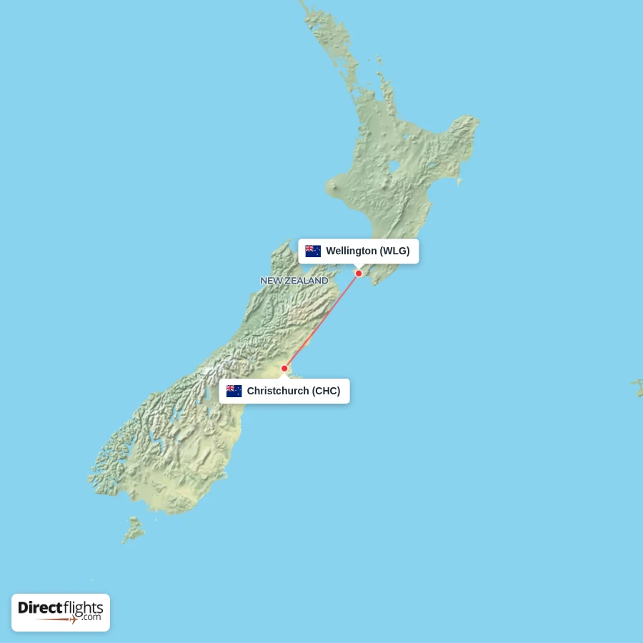 WLG - CHC route map