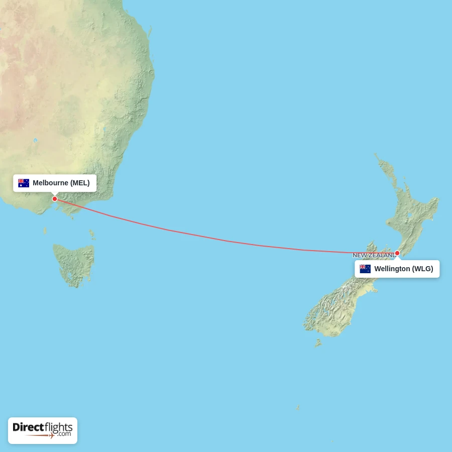 WLG - MEL route map