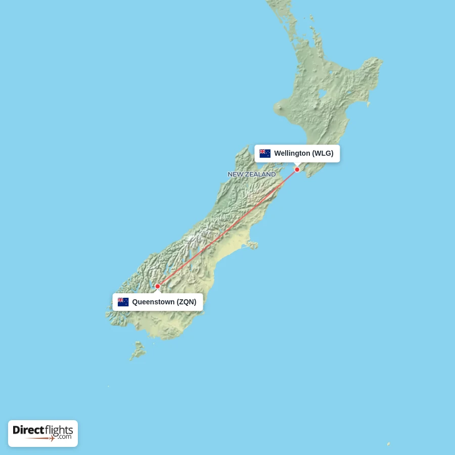 WLG - ZQN route map
