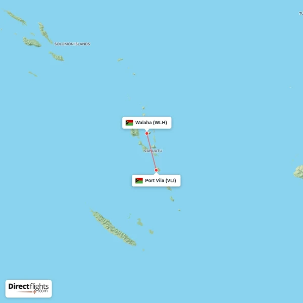 Walaha - Port Vila direct flight map